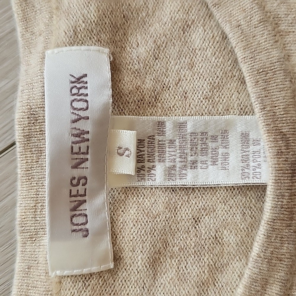 Jones NY Angora & Lambswool Scandi Girl Botanical Print Short Sleeve Shirt, Sm - Picture 9 of 12